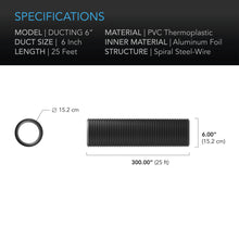 Load image into Gallery viewer, AC INFINITY, FLEXIBLE FOUR-LAYER DUCTING, 25-FT LONG, 6-INCH