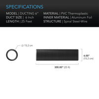 AC INFINITY, FLEXIBLE FOUR-LAYER DUCTING, 25-FT LONG, 6-INCH