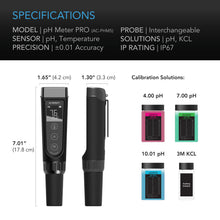 Load image into Gallery viewer, PH METER PRO KIT, INTERCHANGEABLE PROBE