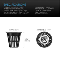 MESH NET CUPS, SLOTTED POTS WITH WIDE LIPS, 2-INCH, 50-PACK