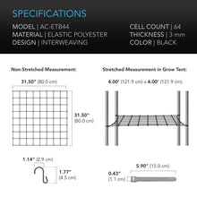 Load image into Gallery viewer, GROW TENT TRELLIS NETTING, FLEXIBLE ELASTIC CORDS, 4X4’