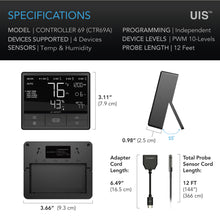 Load image into Gallery viewer, CONTROLLER 69, INDEPENDENT PROGRAMS FOR FOUR DEVICES, DYNAMIC TEMPERATURE, HUMIDITY, SCHEDULING, CYCLES, LEVELS CONTROL, DATA APP, BLUETOOTH