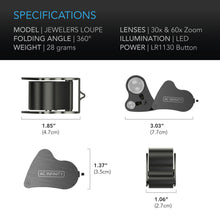 Load image into Gallery viewer, JEWELERS LOUPE, POCKET MAGNIFYING GLASS WITH LED LIGHT & DUAL LENSES