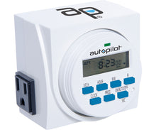 Load image into Gallery viewer, Autopilot Dual Outlet 7-Day Grounded Digital Programmable Timer, 1725W, 15A, 1 Second On/Off
