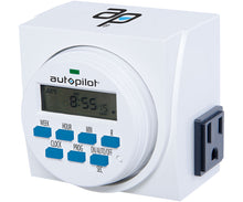Load image into Gallery viewer, Autopilot Dual Outlet 7-Day Grounded Digital Programmable Timer, 1725W, 15A, 1 Second On/Off
