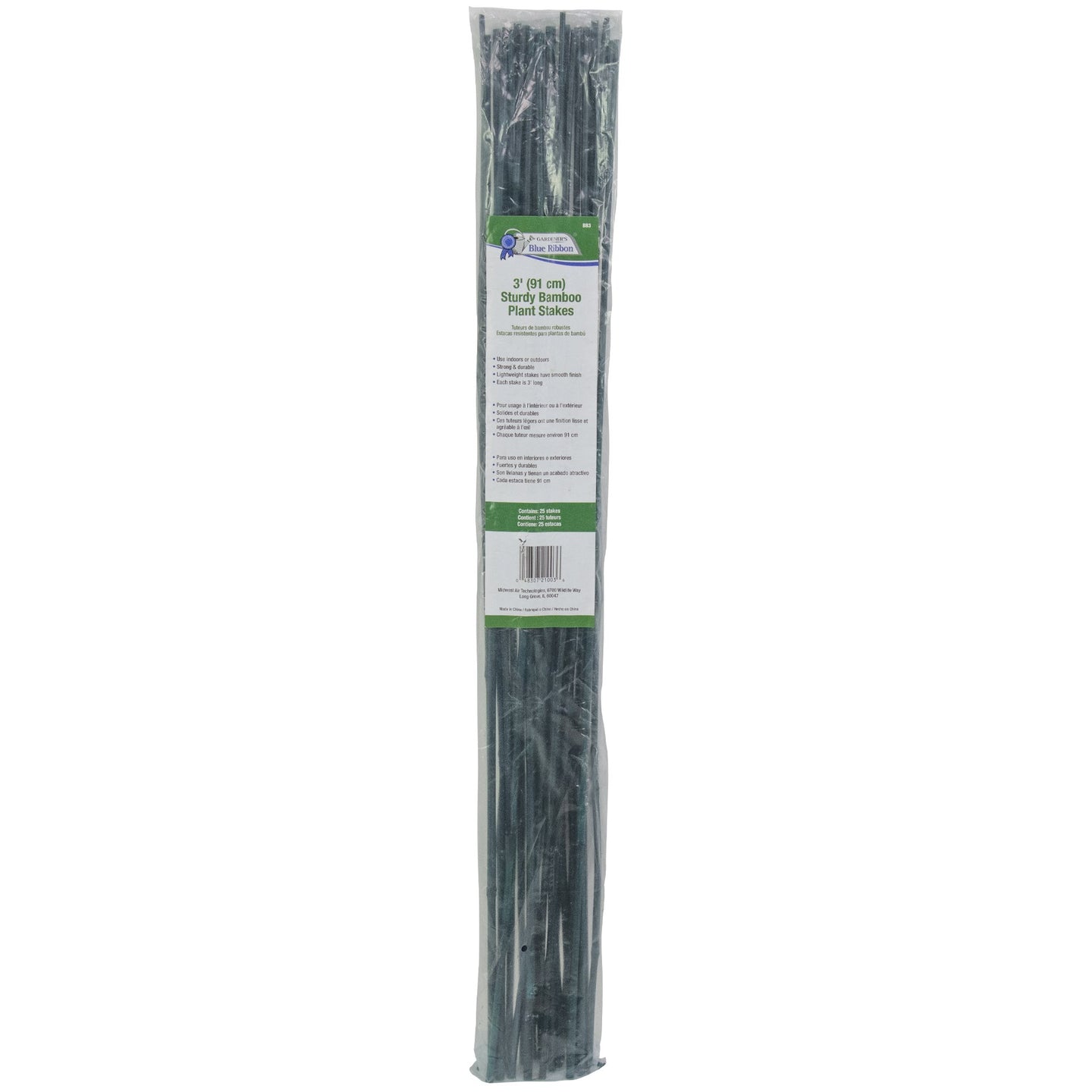 Gardener's Blue Ribbon® Bamboo Plant Stakes - 25pk - 3ft - 6-8mm Diam - Green