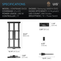 IONFRAME EVO3, SAMSUNG LM301H EVO COMMERCIAL LED GROW LIGHT, 280W, 2X4 FT.