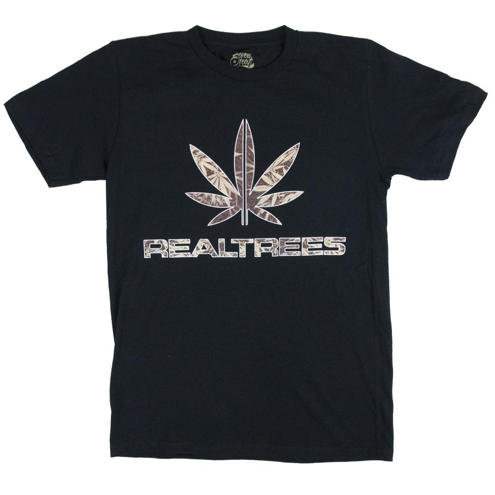 Real Trees Black Seven Leaf T-Shirt 2XL