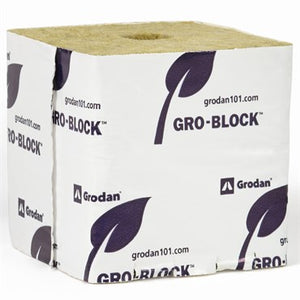 Grodan Gro Block Improved GR10 Large 4" w/Hole 4" x 4" x 4" Shrink wrapped/Strip of 6
