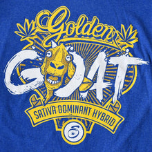 Load image into Gallery viewer, Golden Goat Strain Royal Blue Heathered Seven Leaf T-Shirt LG