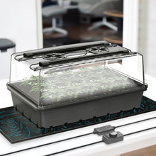 Load image into Gallery viewer, HUMIDITY DOME, GERMINATION KIT WITH SEEDLING MAT AND LED GROW LIGHT BARS, 5X8 CELL TRAY