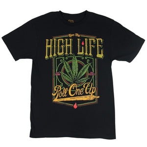 High Life Black Seven Leaf T-Shirt MED