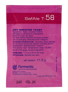 SAFALE T-58 DRY BREWING YEAST 11.5 GRAMS