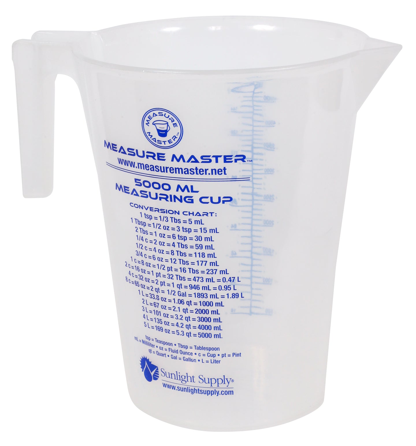 Measure Master Graduated Round Container 160 oz / 5000 ml
