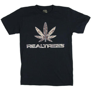 Real Trees Black Seven Leaf T-Shirt XL