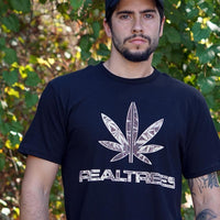 Real Trees Black Seven Leaf T-Shirt XL
