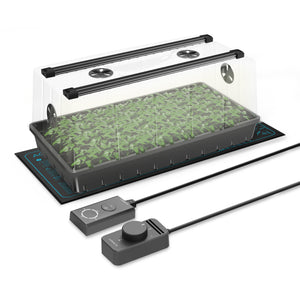 HUMIDITY DOME, GERMINATION KIT WITH SEEDLING MAT AND LED GROW LIGHT BARS, 6X12 CELL TRAY