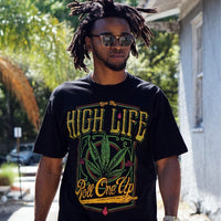 High Life Black Seven Leaf T-Shirt LG