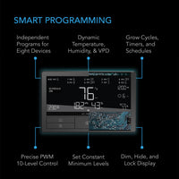 CONTROLLER 69 PRO+, INDEPENDENT PROGRAMS FOR EIGHT DEVICES, DYNAMIC VPD, TEMPERATURE, HUMIDITY, SCHEDULING, CYCLES, LEVELS CONTROL, DATA APP, BLUETOOTH + WIFI