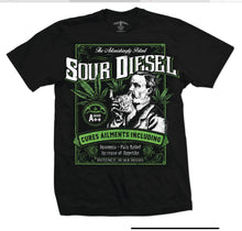 Load image into Gallery viewer, Sour Diesel Strain Seven Leaf T-Shirt MED