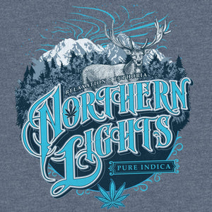 Northern Lights Strain Seven Leaf T-Shirt w/Black Light Responsive Ink LG