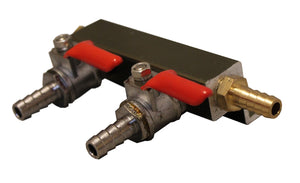 2-WAY GAS MANIFOLD WITH 5/16" INLET AND OUTLET BARBS