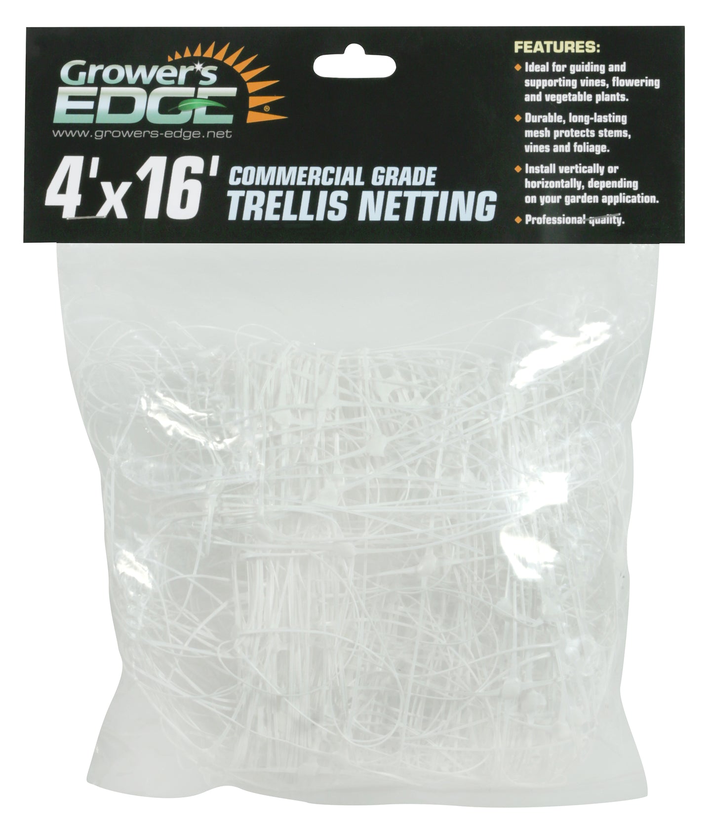 Grower's Edge Commercial Grade Trellis Netting 4 ft x 16 ft