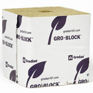 Grodan® Improved Gro-Block™ - 4in - Large - GR10 - 4in x 4in x 4in - Shrink-wrap/Strip with Hole