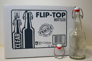 16 OZ CLEAR FLIP-TOP BOTTLES WITH CAPS INCLUDED, 12/CASE