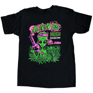 Alien OG Kush Strain Seven Leaf T-Shirt w/ Black Light Responsive Ink LG