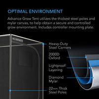 ADVANCE GROW TENT SYSTEM 3X3, 3-PLANT KIT, INTEGRATED SMART CONTROLS TO AUTOMATE VENTILATION, CIRCULATION, FULL SPECTRUM LED GROW LIGHT