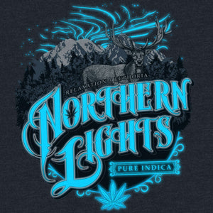 Northern Lights Strain Seven Leaf T-Shirt w/Black Light Responsive Ink MED